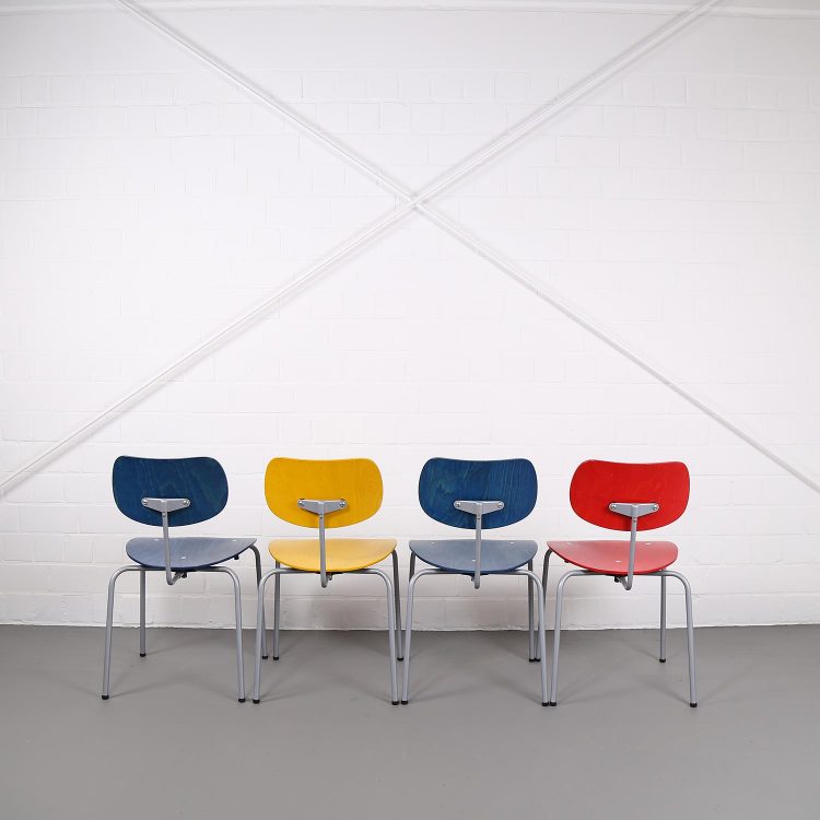 Wilde & Spieth Egon Eiermann SE 68 Stuhl Chair Vintage Designklassiker gebraucht gelb rot blau Designerstuhl kaufen