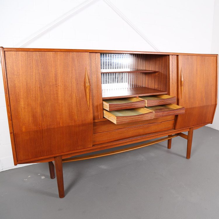 Geometric Danish Design Teak Sideboard Credenza