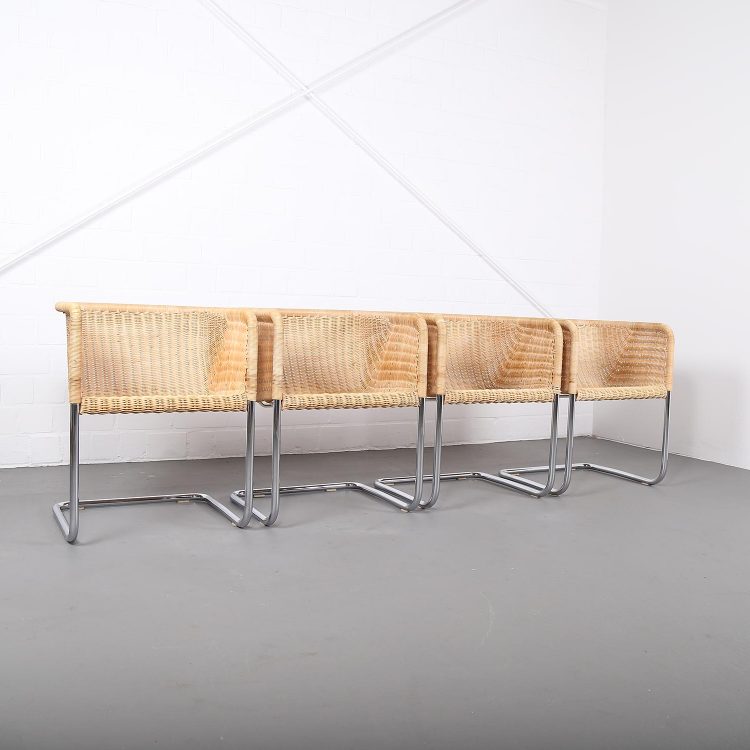 Bauhaus Chairs D43 Stahlrohr Freischwinger by Tecta Tubular Steel and Wicker