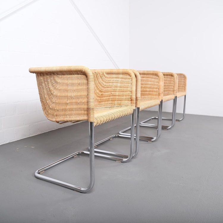 Bauhaus Chairs D43 Stahlrohr Freischwinger by Tecta Tubular Steel and Wicker