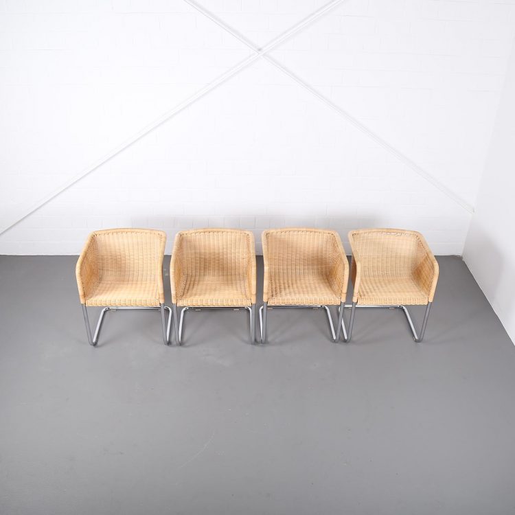 Bauhaus Chairs D43 Stahlrohr Freischwinger by Tecta Tubular Steel and Wicker
