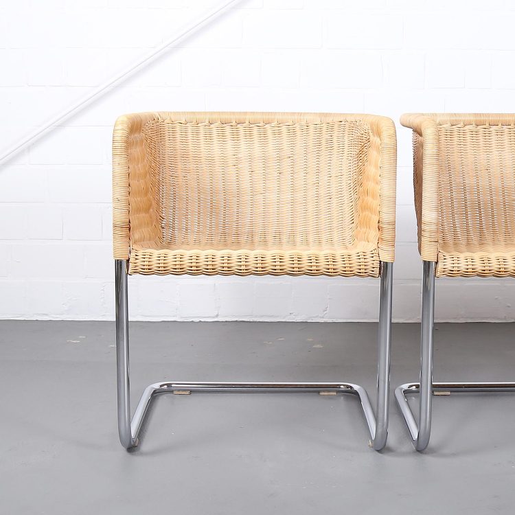 Bauhaus Chairs D43 Stahlrohr Freischwinger by Tecta Tubular Steel and Wicker