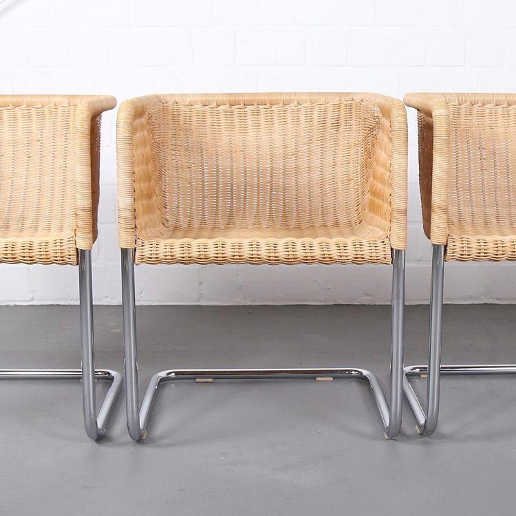 Bauhaus Chairs D43 Stahlrohr Freischwinger by Tecta Tubular Steel and Wicker