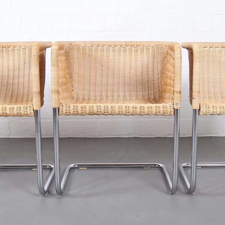 Bauhaus Chairs D43 Stahlrohr Freischwinger by Tecta Tubular Steel and Wicker
