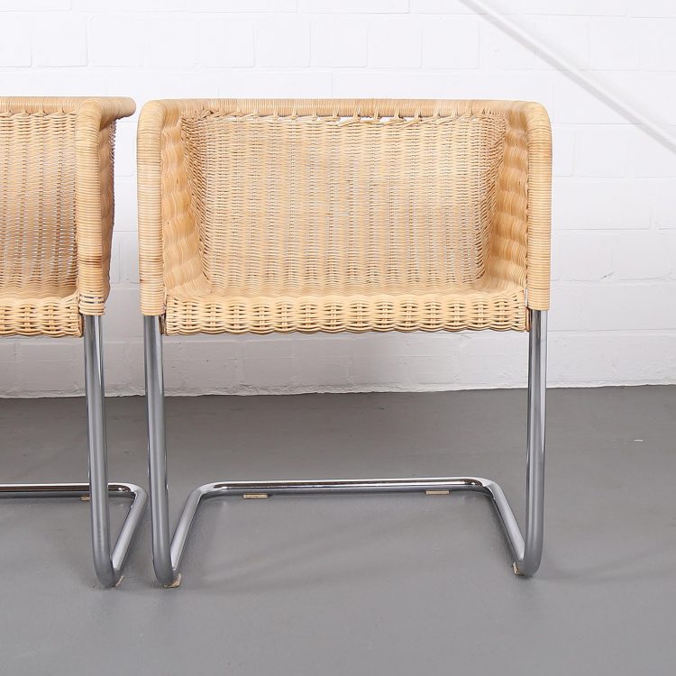 Bauhaus Chairs D43 Stahlrohr Freischwinger by Tecta Tubular Steel and Wicker