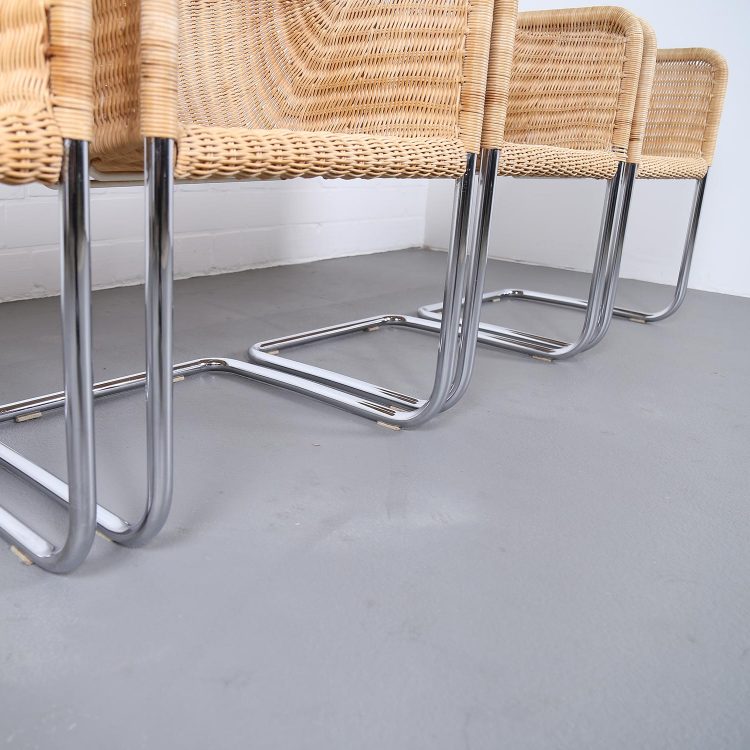 Bauhaus Chairs D43 Stahlrohr Freischwinger by Tecta Tubular Steel and Wicker