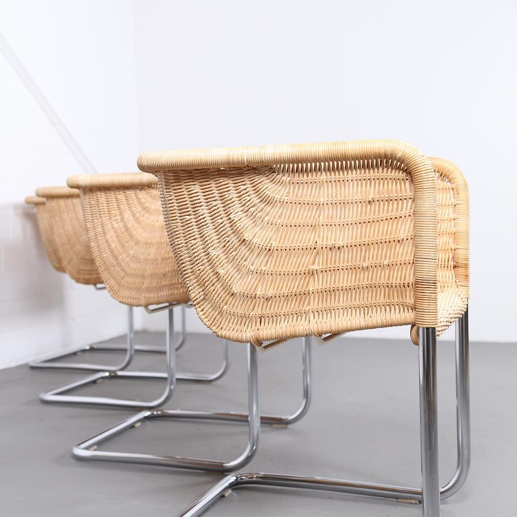 Bauhaus Chairs D43 Stahlrohr Freischwinger by Tecta Tubular Steel and Wicker