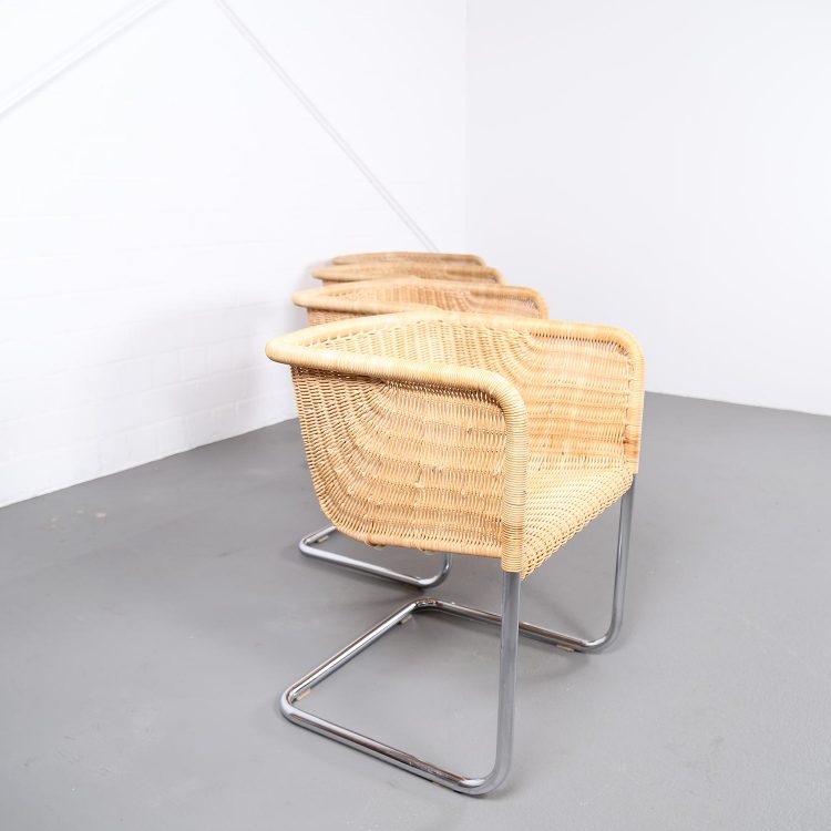 Bauhaus Chairs D43 Stahlrohr Freischwinger by Tecta Tubular Steel and Wicker