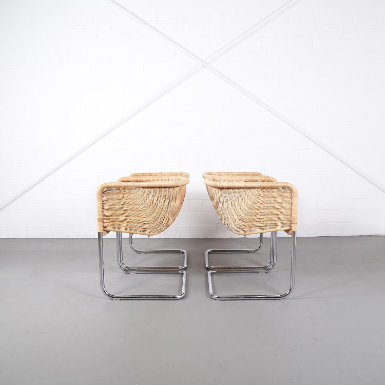 Bauhaus Chairs D43 Stahlrohr Freischwinger by Tecta Tubular Steel and Wicker