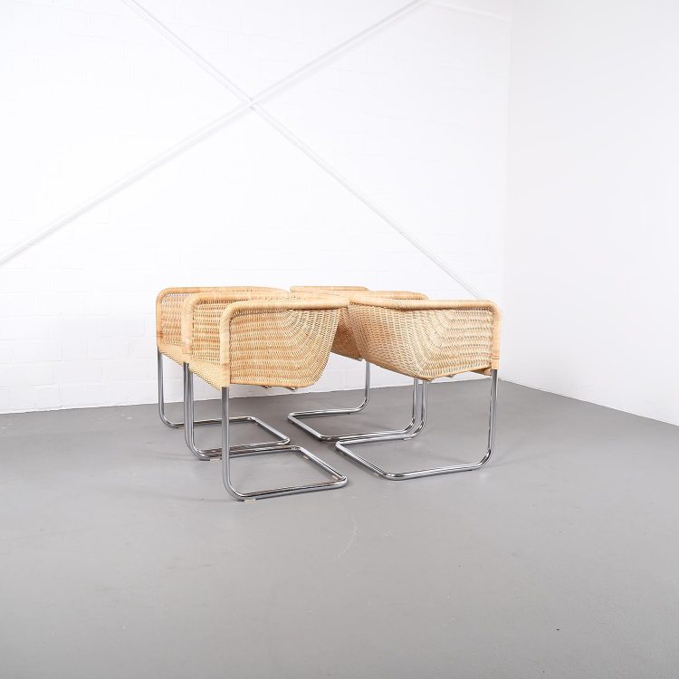 Bauhaus Chairs D43 Stahlrohr Freischwinger by Tecta Tubular Steel and Wicker