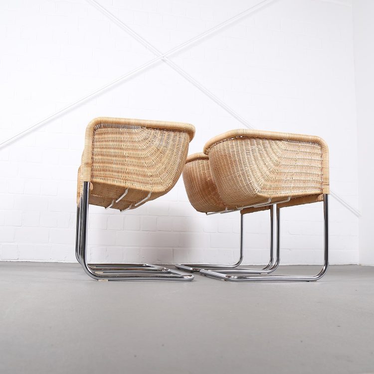 Bauhaus Chairs D43 Stahlrohr Freischwinger by Tecta Tubular Steel and Wicker