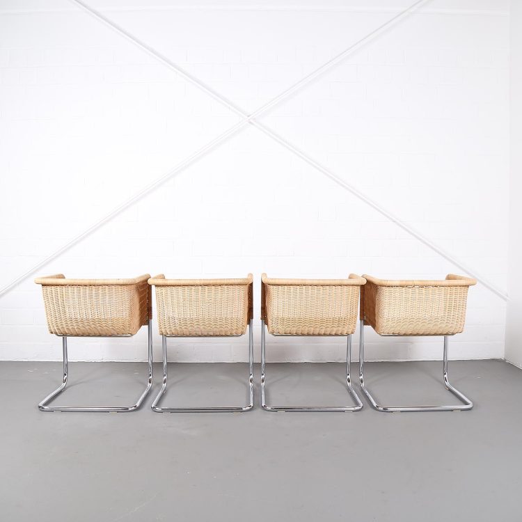Bauhaus Chairs D43 Stahlrohr Freischwinger by Tecta Tubular Steel and Wicker