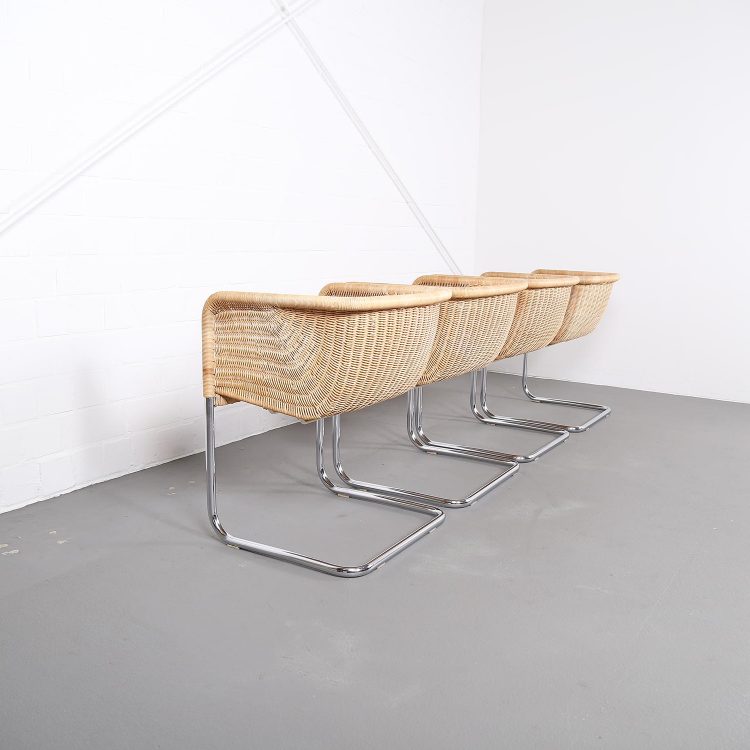 Bauhaus Chairs D43 Stahlrohr Freischwinger by Tecta Tubular Steel and Wicker
