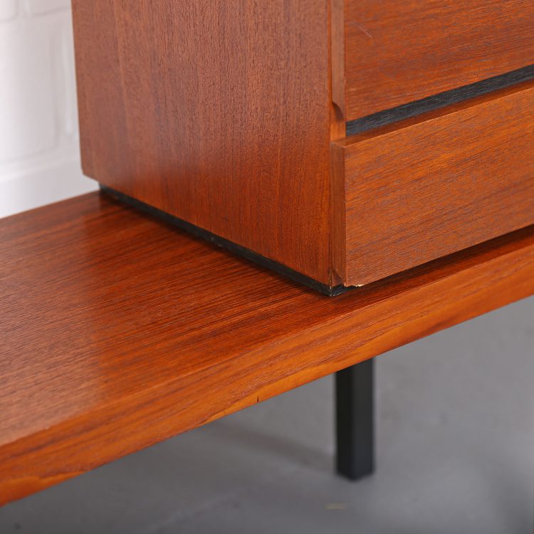 Danish Design Teak Set Telephone Bench with Chest of Drawers and Mirror