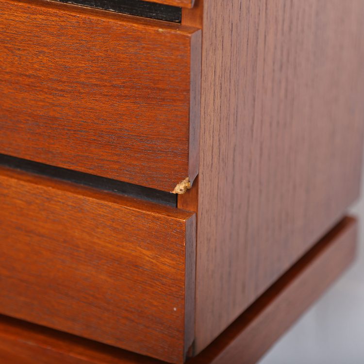 Danish Design Teak Set Telephone Bench with Chest of Drawers and Mirror