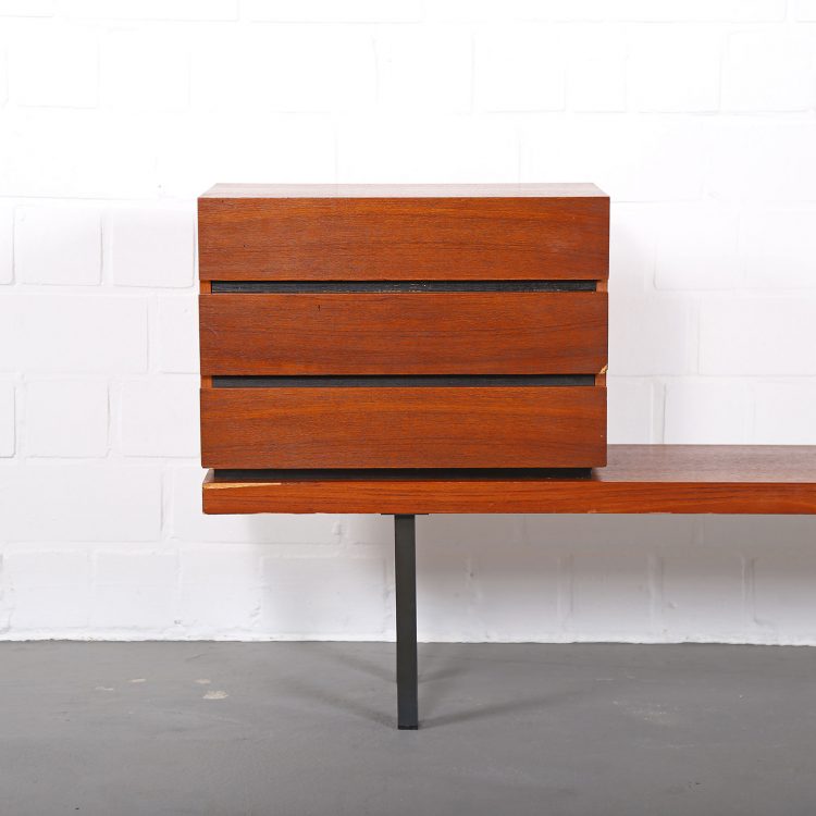 Danish Design Teak Set Telephone Bench with Chest of Drawers and Mirror