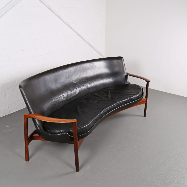 Rare Leather Sofa Ib Kofod-Larsen for Larsen & Christensen (attr.)