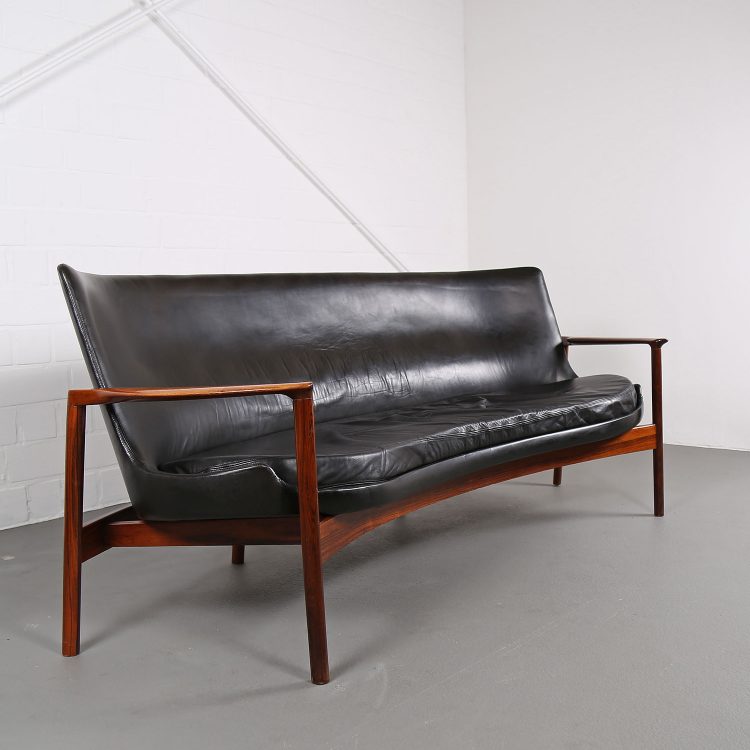 Rare Leather Sofa Ib Kofod-Larsen for Larsen & Christensen (attr.)