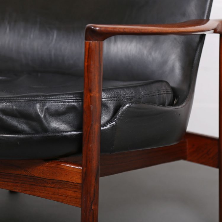 Rare Leather Sofa Ib Kofod-Larsen for Larsen & Christensen (attr.)