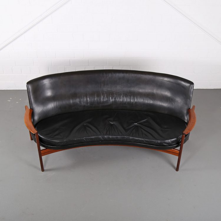 Rare Leather Sofa Ib Kofod-Larsen for Larsen & Christensen (attr.)