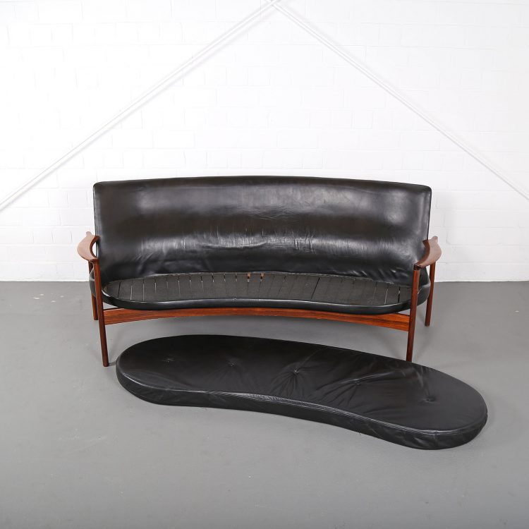 Rare Leather Sofa Ib Kofod-Larsen for Larsen & Christensen (attr.)