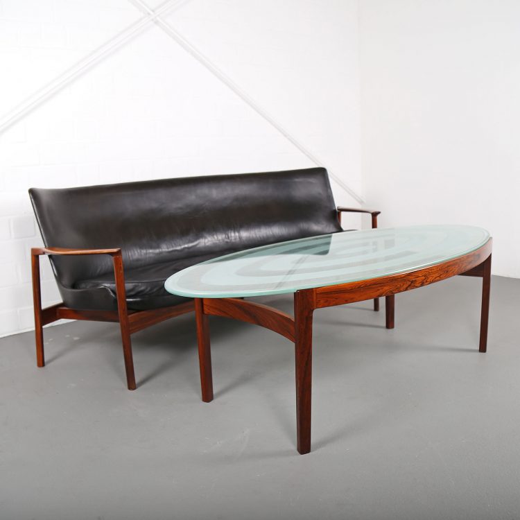 Rare Leather Sofa Ib Kofod-Larsen for Larsen & Christensen (attr.)