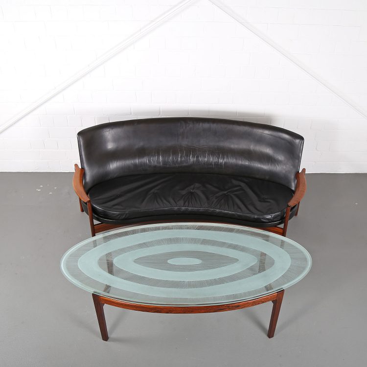 Rare Leather Sofa Ib Kofod-Larsen for Larsen & Christensen (attr.)