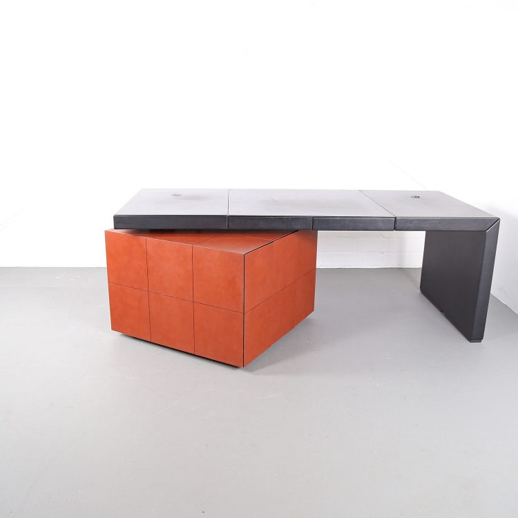 Leather Office Desk C.E.O. Cube Lella & Massimo Vignelli for Poltrona Frau