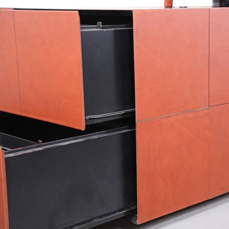 Leather Office Desk C.E.O. Cube Lella & Massimo Vignelli for Poltrona Frau