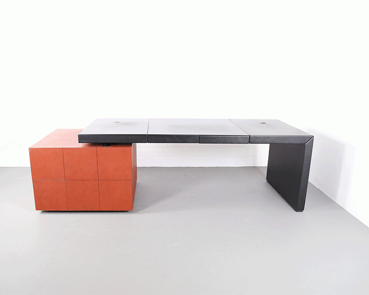 Leather Office Desk C.E.O. Cube Lella & Massimo Vignelli for Poltrona Frau