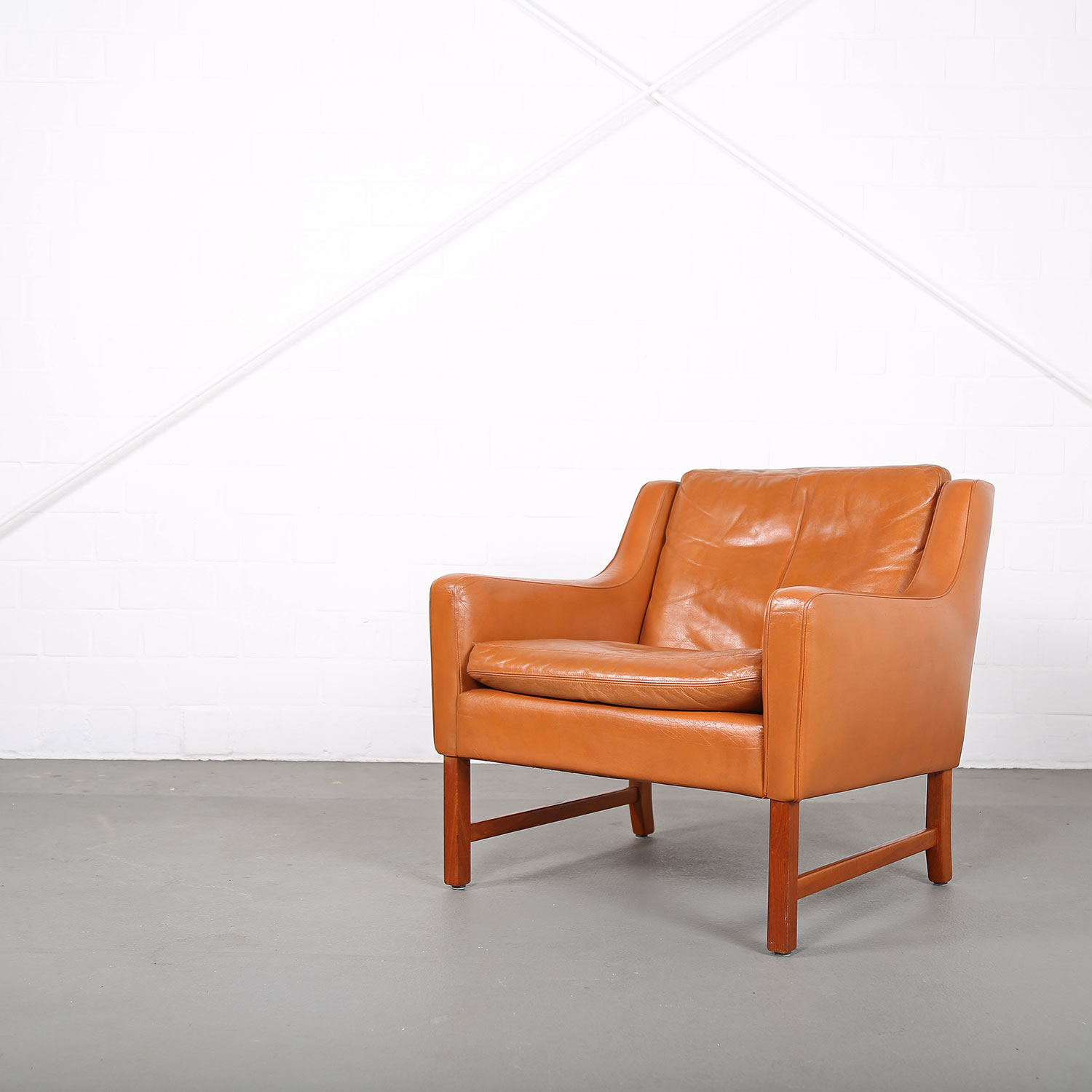 Vatne Frederick Kayser Ledersessel Leather Chair Cognac Teak Midcentury MOdern Design Classic Danish Furniture 60s 60er