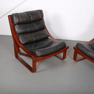 Fred Lowen Midcentury Modern Chair Leather Ledersessel Vintage Retro Geflochten 70er 70s Klassiker