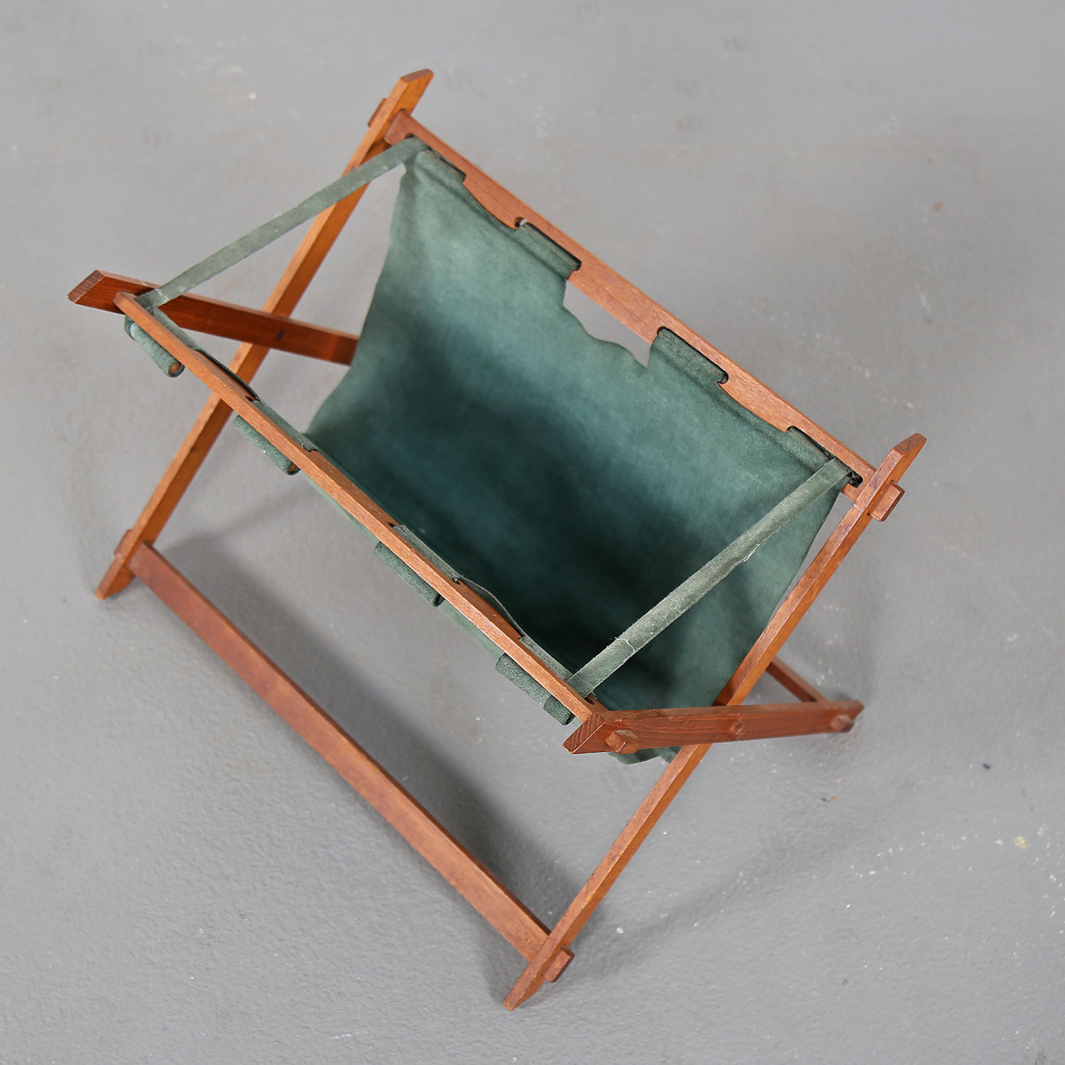 Danish Design Magazine Rack Zeitschriftenständer 60s Teak Suede Wildleder