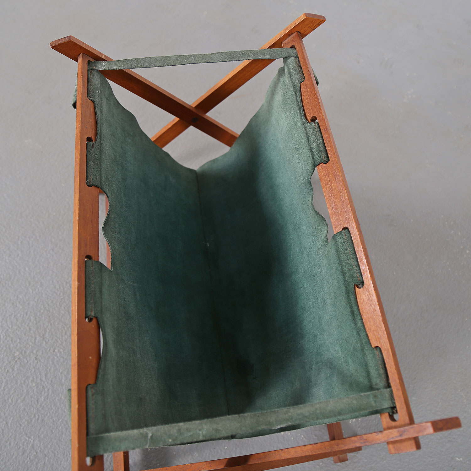 Danish Design Magazine Rack Zeitschriftenständer 60s Teak Suede Wildleder