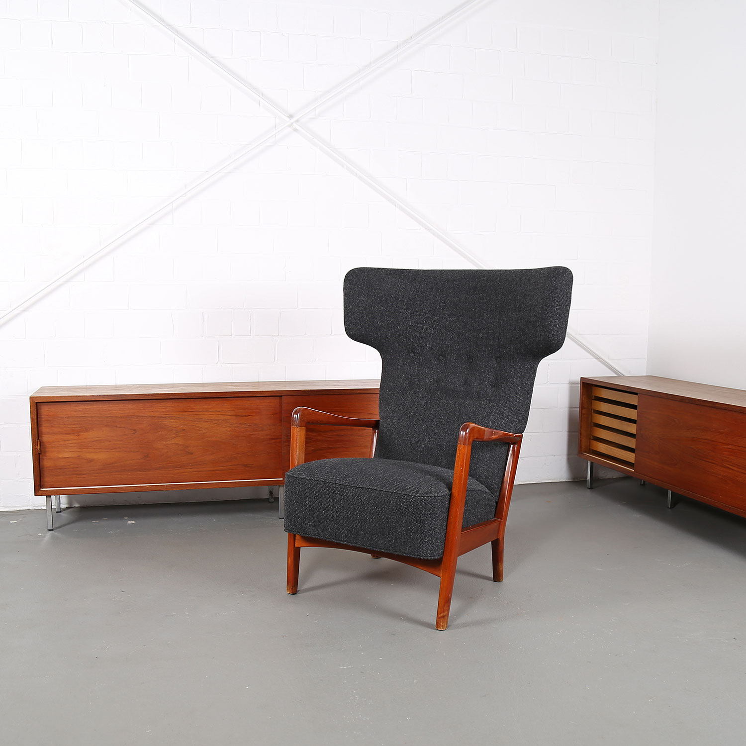 Sören Hansen Fritz Hansen Wingback Chair Kvadrat Hammerhead 50s Design