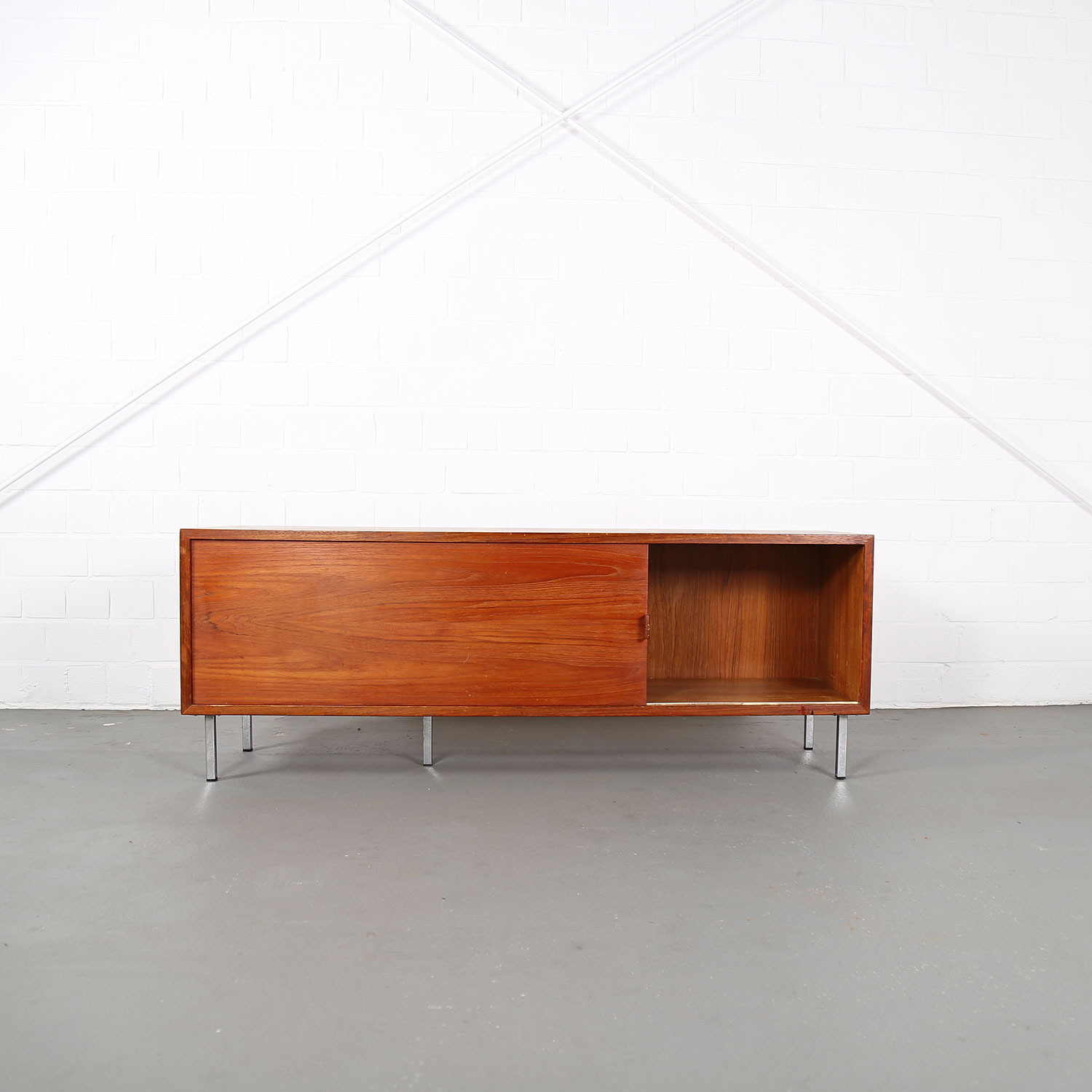 Floating Sideboard Wall Mounted Credenza Helmut Magg Deutsche Werkstätten 50s Design Teak Knoll Florence Leather Dorr Handles