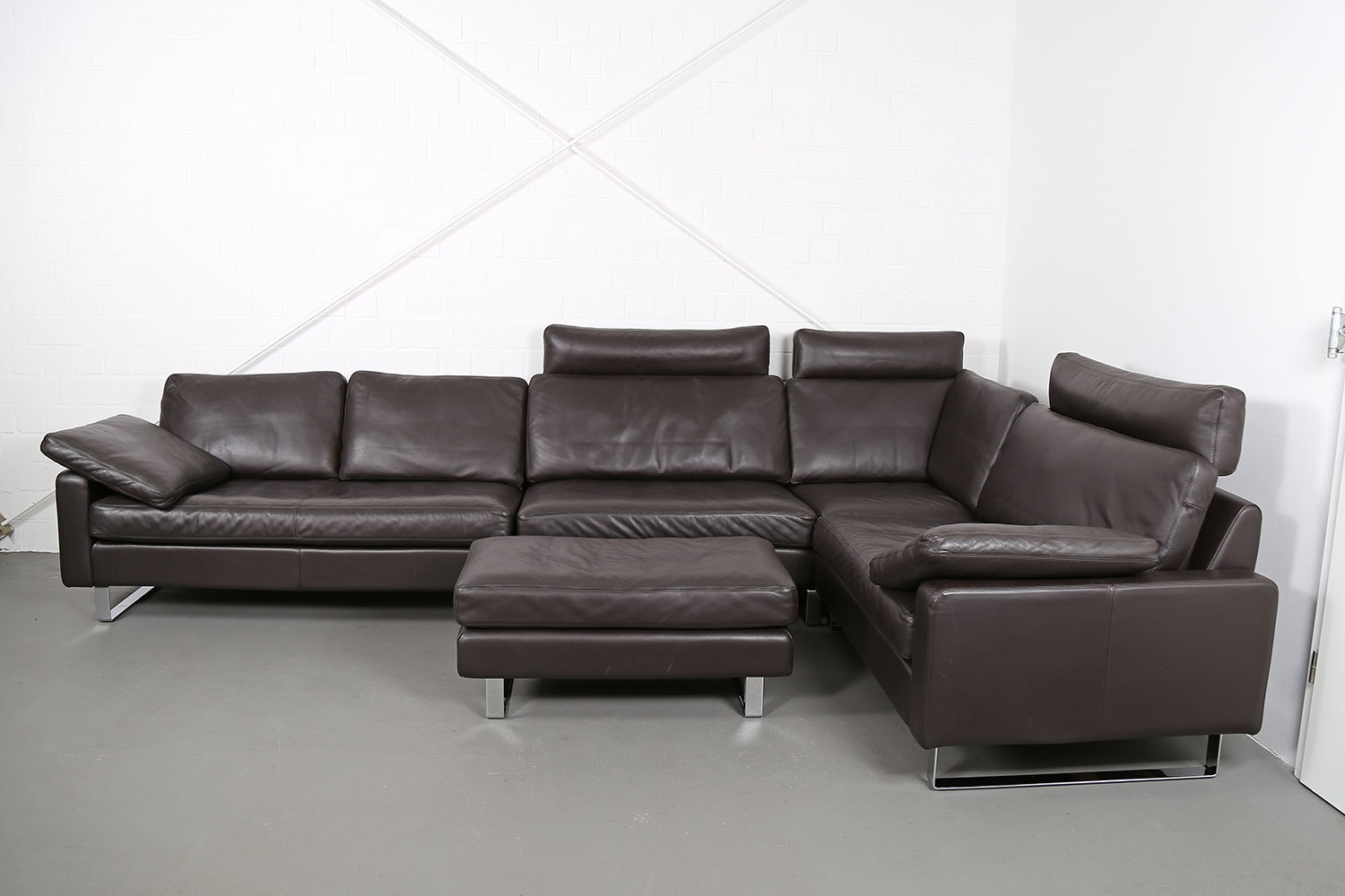 COR Conseta brown Leather Corner Couch Ecksofa Design