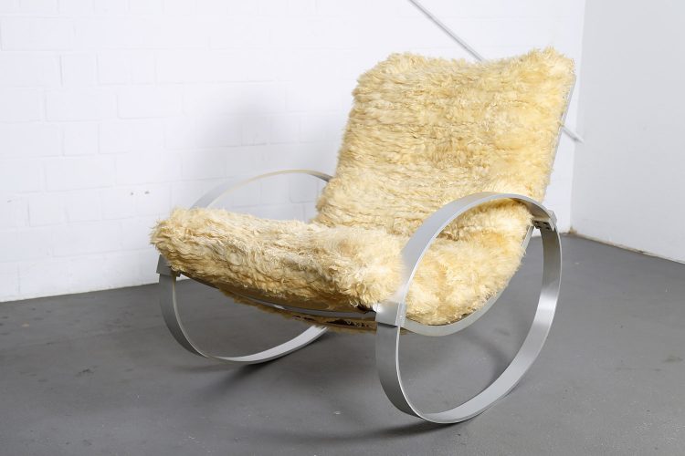 Rocking Chair Hans Kaufeld German Design 70s 70er Jahre Schaukelstuhl Lammfell Schafsfell