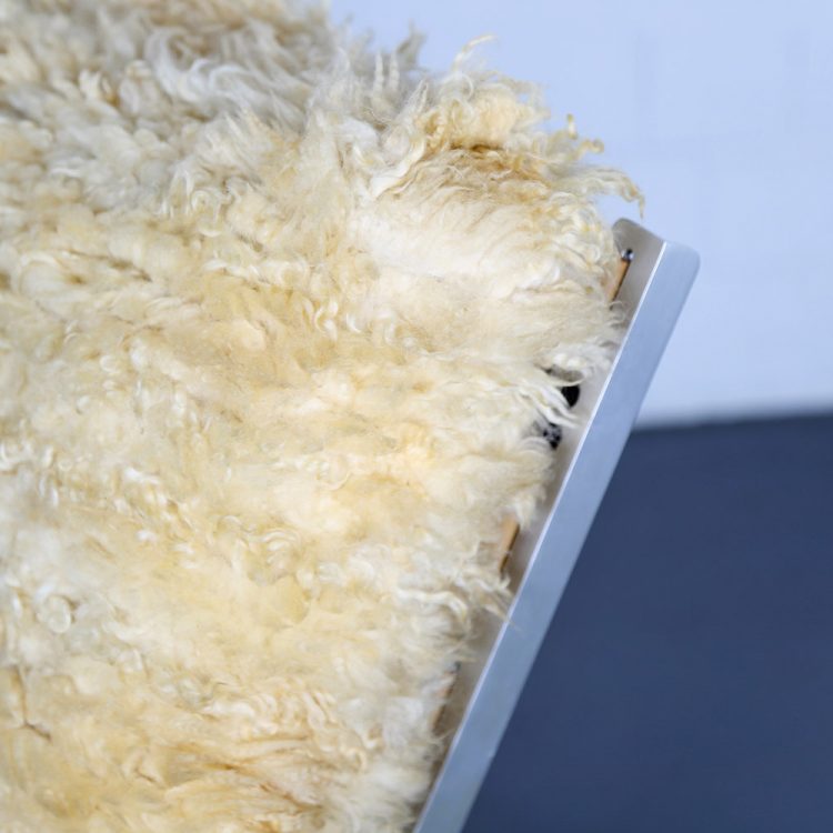 Hans Kaufeld Sheepskin and Brushed Aluminium Mid-Century Modern Rocking Chair