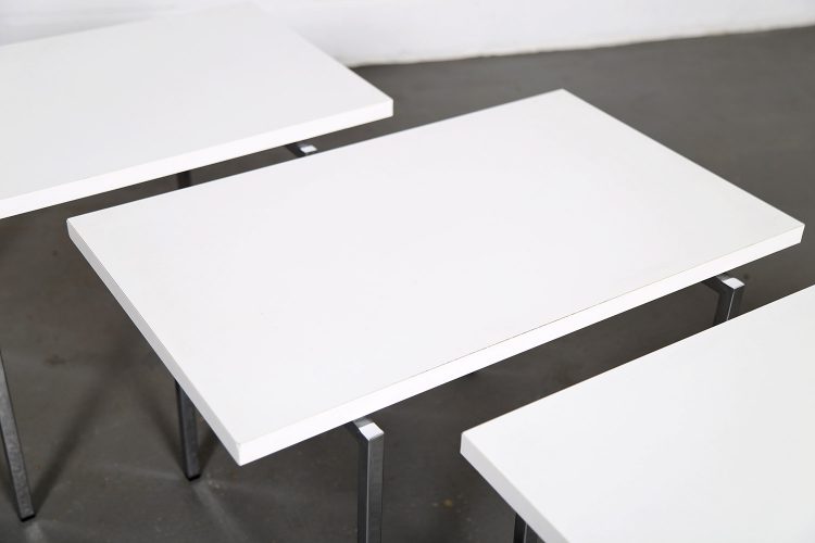 Haussmann Nesting Tables Swiss Design Swiss Form Luxus 1960 white chrome