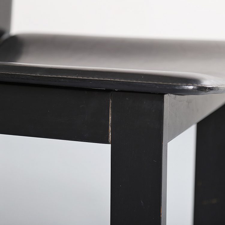 Afra & Tobia Scarpa Style Set of 6 Dining Chairs Wood & Black Leather