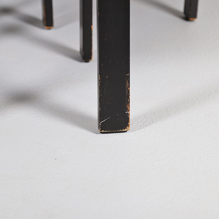 Afra & Tobia Scarpa Style Set of 6 Dining Chairs Wood & Black Leather