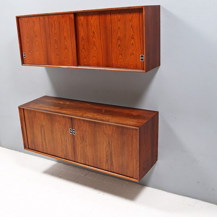 Arne Vodder for Sibast Combination of two wall-hung sideboards Rosewood 60s - A