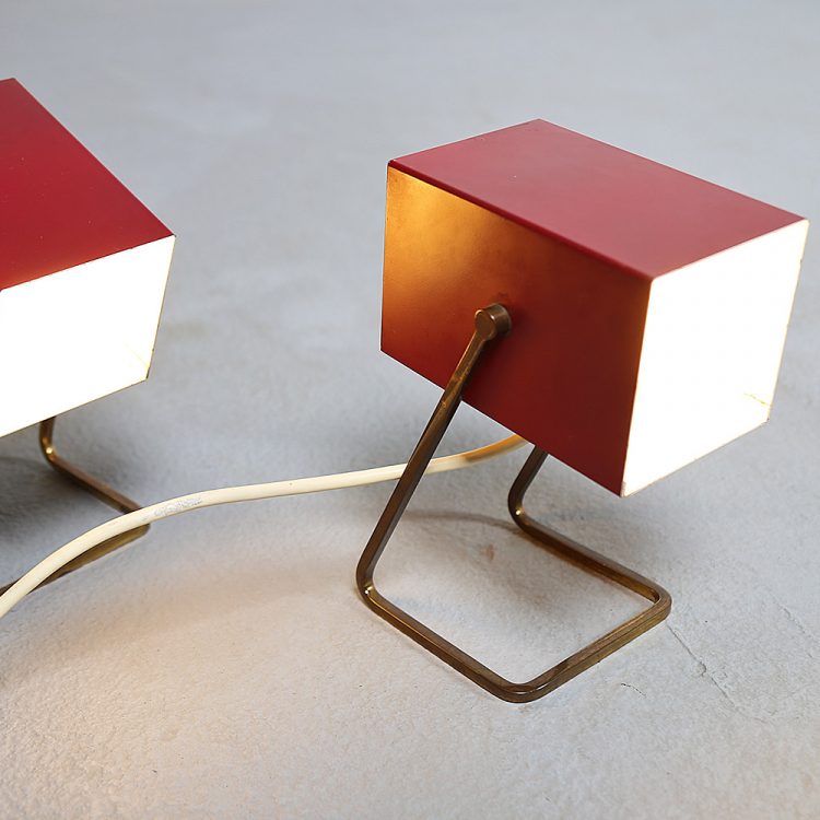 Kaiser Leuchten Model 45097 Cube Table Lamp wine red B