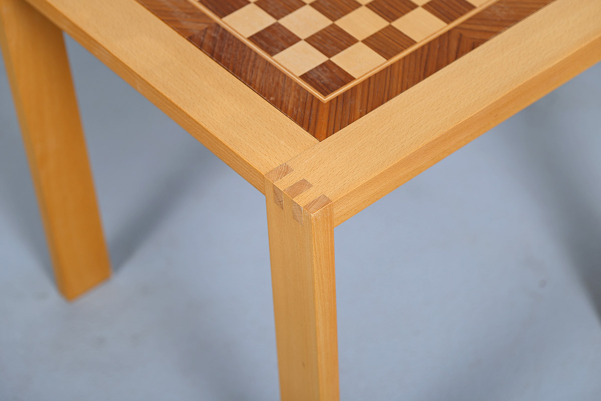 Vintage Chess Beech Wood Table 70s - Image 12