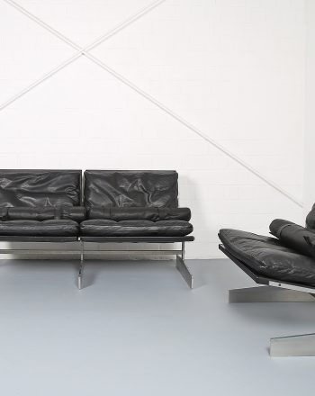 Klassisches Echtleder-Sofa Modell BO-562 entworfen von Preben Fabricius und Jorgen Kastholm für Bo-Ex, hochwertiges dänisches Design-Möbelstück.