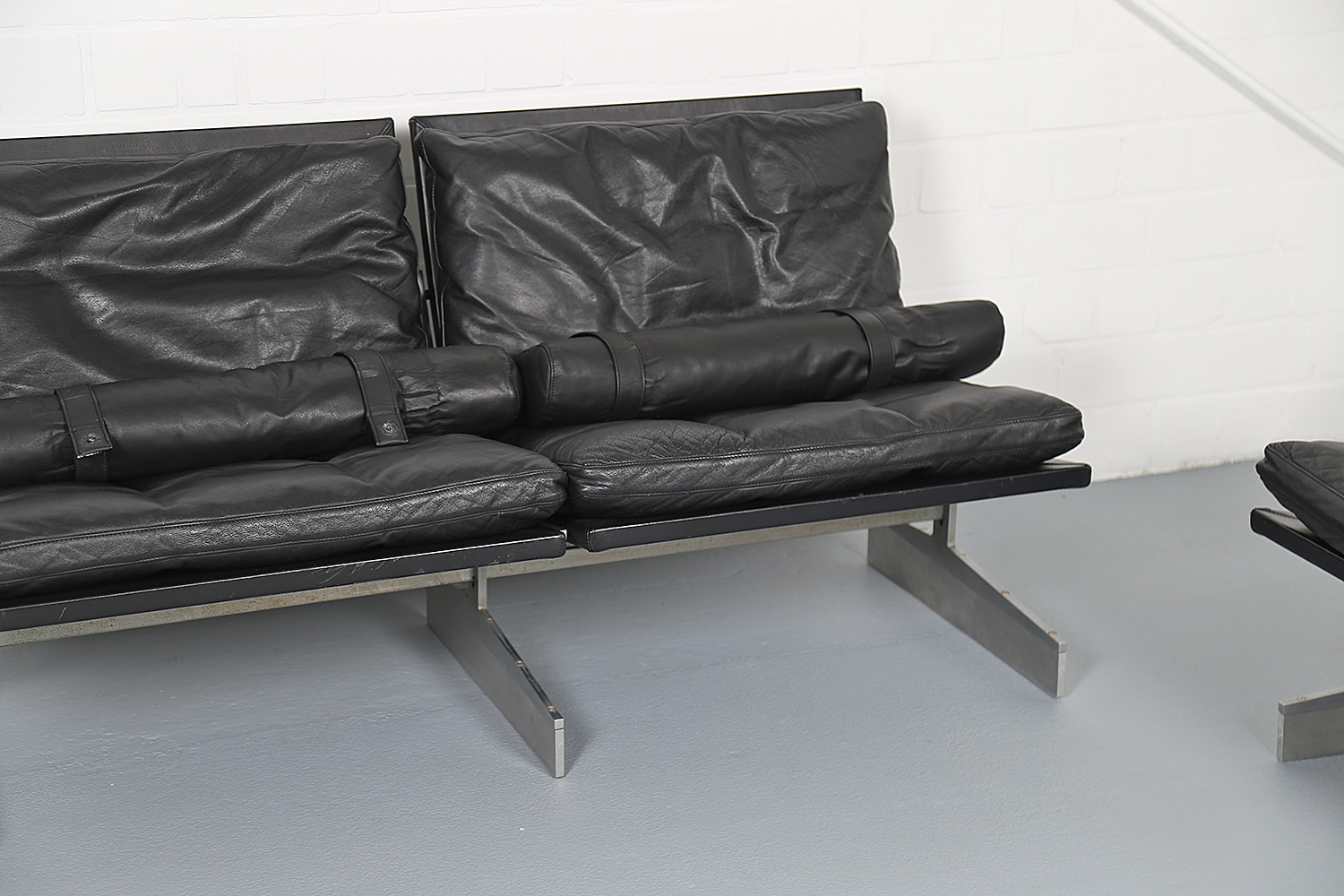 Klassisches Echtleder-Sofa Modell BO-562 entworfen von Preben Fabricius und Jorgen Kastholm für Bo-Ex, hochwertiges dänisches Design-Möbelstück.