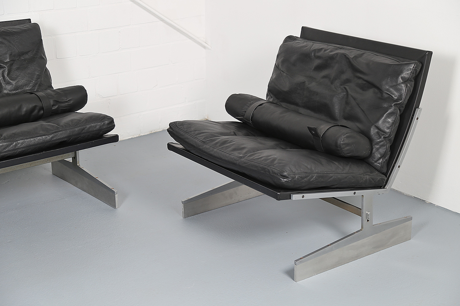 Klassisches Echtleder-Sofa Modell BO-562 entworfen von Preben Fabricius und Jorgen Kastholm für Bo-Ex, hochwertiges dänisches Design-Möbelstück.