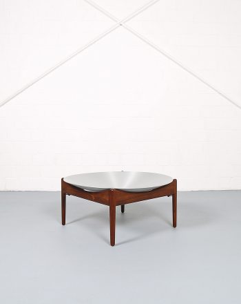 Kristian Solmer Vedel Modus Schale, Danish Design Vintage Obstschale, 60s Design-Objekt aus Massivholz und Aluminium.