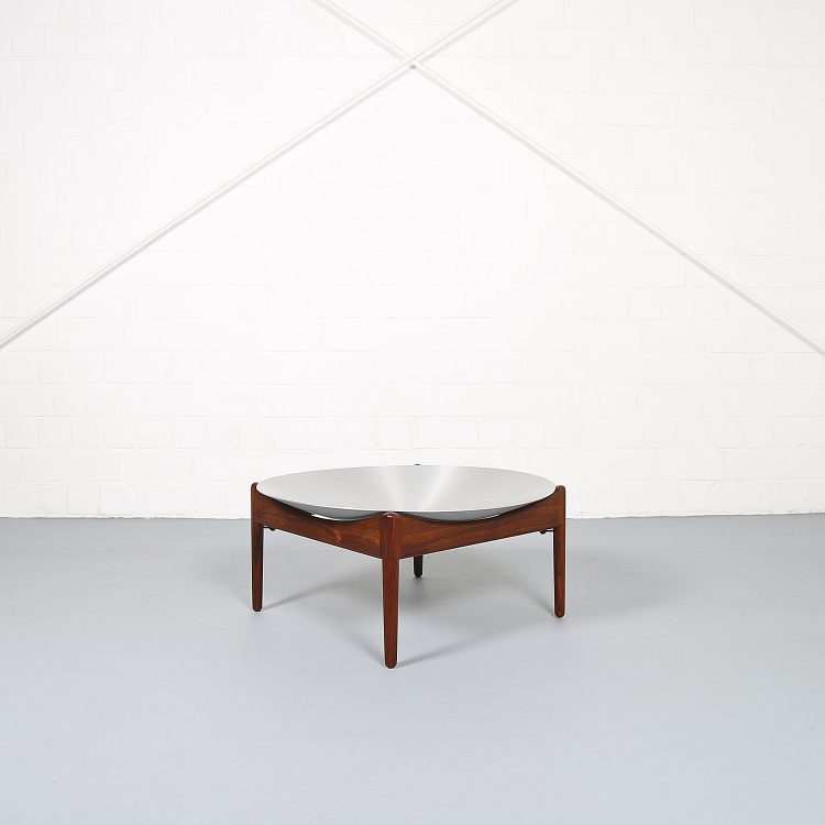 Kristian Solmer Vedel Modus Schale, Danish Design Vintage Obstschale, 60s Design-Objekt aus Massivholz und Aluminium.